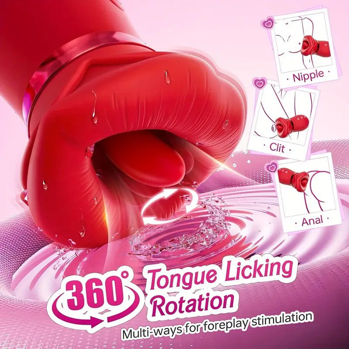 Free Shipping 10-Mode Vibrating 360° Rotating Tongue Licking G-Spot Stimulator - Adult Sex Toy for Couples