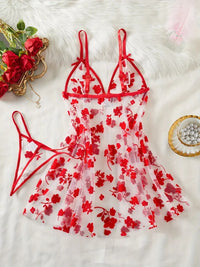 Free Shipping Women's Floral Mesh Nightgown Set - Sexy, Front Button, Soft Pajama for Comfortable Sleep