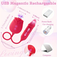 Free Shipping Upgrated Rose Sex Toy Dildo Vibrator: 2-In-1 Rose Sex Stimulator for Women with 10 Sucking & Thrusting Dildo G Spot Vibrators, Adult Sex Toys Clitoral Nipple Suck for Woman Man Couples