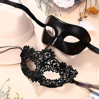 Free Shipping 2pcs Black Lace Venetian Masquerade Mask, Plastic, Couple Party Ball Mardi Gras Halloween Mask For Men And Women