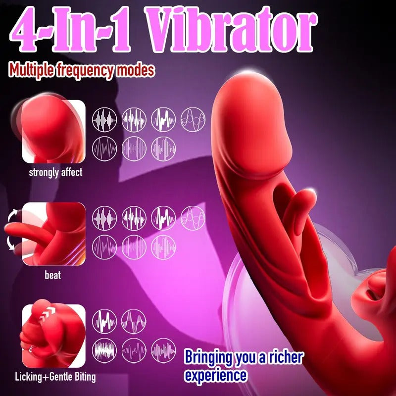 Free Shipping Thrusting Vibrator Sex Toys, 3-in-1 Mouth Slap Lick And Tongue Vibrator, G-spot Vibrator with 7 Slaps, 7 Vibrations And 5 Tongue Licks And Sucks, Nipple And Anal Stimulation