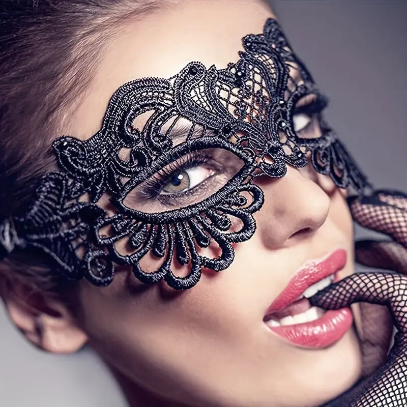 Free Shipping 1pc Black Eye Mask For Dancing, Lace Masks, Halloween Props, Half Face Masquerade Performance Fox Masks, Princess Eye Masks