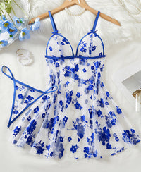 Free Shipping Women's Floral Mesh Nightgown Set - Sexy, Front Button, Soft Pajama for Comfortable Sleep