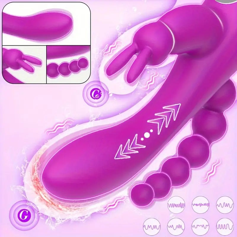 Free Shipping double head strong vibration rear court vibrator multi-frequency bead G-point three-point stimulation massager adult sex toys