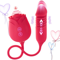 Free Shipping Upgrated Rose Sex Toy Dildo Vibrator: 2-In-1 Rose Sex Stimulator for Women with 10 Sucking & Thrusting Dildo G Spot Vibrators, Adult Sex Toys Clitoral Nipple Suck for Woman Man Couples