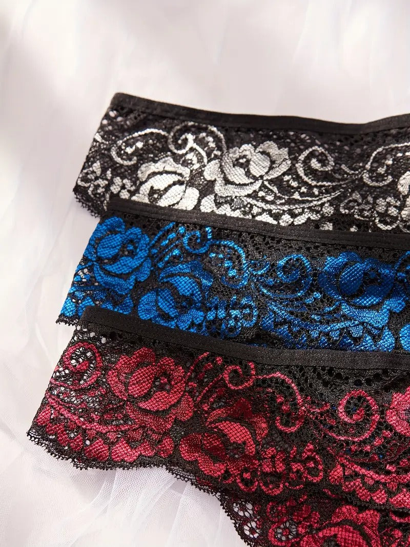 Free Shipping Women's Sexy Lace Contrast Stitching Panty Set