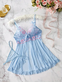 Free Shipping Women's Sexy Lace Patchwork Suspender Dress Set