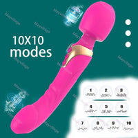 Free Shipping Clitoral Stimulator Anal Butt Plug Dildo G Spot Vibrator Wand with Double 10 Vibrating Modes, Couple Vibrators Sex Toys for Women, Silicone Clit Nipples Wand Massager G-Spot Anus Vagina Stimulators, Female Adult Sex Toy for Men Women Couples