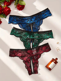 Free Shipping Women's Sexy Lace Contrast Stitching Panty Set