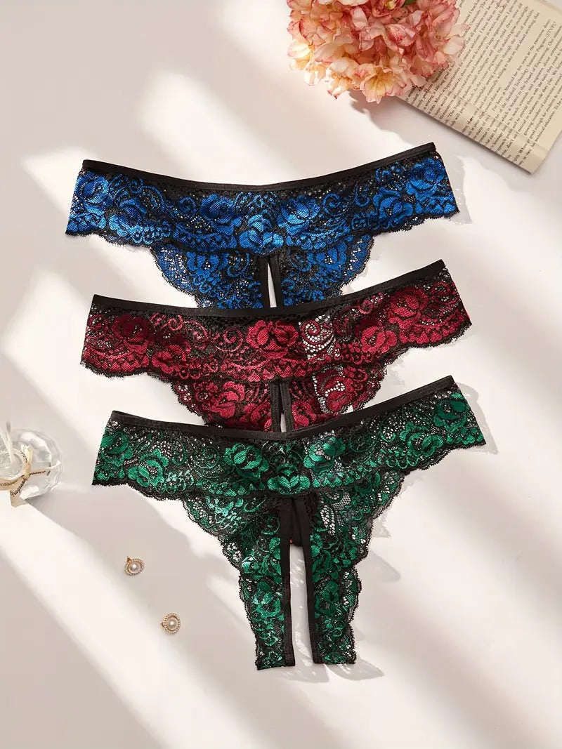 Free Shipping Women's Sexy Lace Contrast Stitching Panty Set