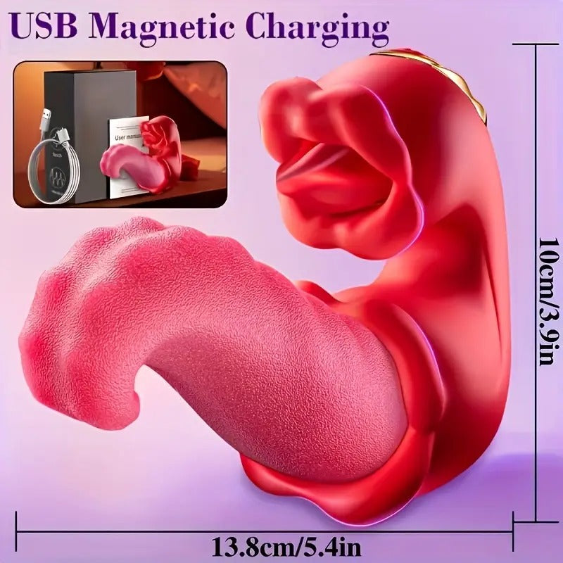 Free Shipping Vibrator Adult Sex Toys For Women - 4 In 1 Tongue Thrusting Vibrators Dildo Rose Sex Toys With 10 Licking & 10 Vibration Mode, G Spot Stimulator Pleasure Tools For Female Couples Games