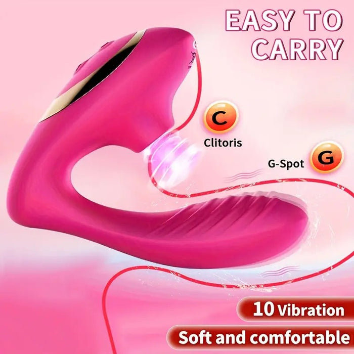 Free Shipping 1pc 2-in-1 Aspirating vibrator Multi-frequency sucking Wearable Jumping egg artificial penis Massage stick masturbator USB charging adult sex toy