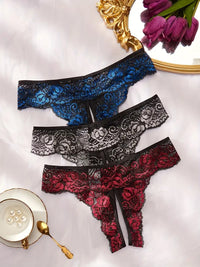 Free Shipping Women's Sexy Lace Contrast Stitching Panty Set