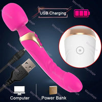 Free Shipping Clitoral Stimulator Anal Butt Plug Dildo G Spot Vibrator Wand with Double 10 Vibrating Modes, Couple Vibrators Sex Toys for Women, Silicone Clit Nipples Wand Massager G-Spot Anus Vagina Stimulators, Female Adult Sex Toy for Men Women Couples