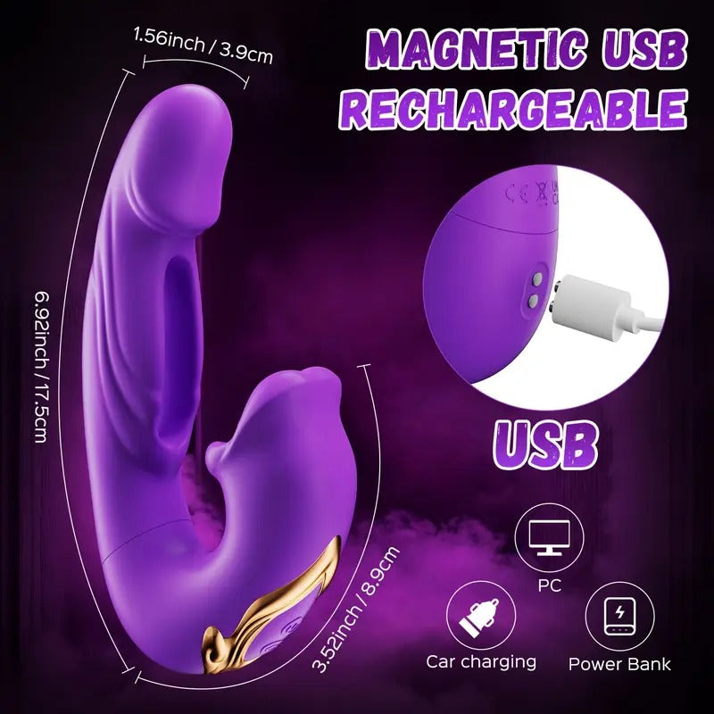 Free Shipping Honeyplaybox Thrusting Vibrator Sex Toys, 3-in-1 Mouth Slap Lick And Tongue Vibrator, G-spot Vibrator with 7 Tapping, 7 Vibrations And 5 Tongue Licks And Sucks, Nipple And Anal Stimulation, Valentine's Day Gifts for Women