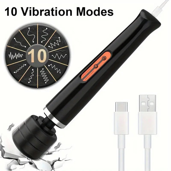 Free Shipping 10-Intensity USB Rechargeable Vibration Massage Wand - Non-Latex, Battery Powered Adult Sex Toys for Women Couple