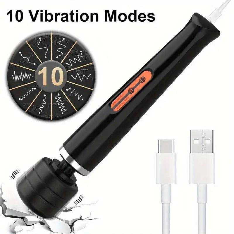 Free Shipping 10-Intensity USB Rechargeable Vibration Massage Wand - Non-Latex, Battery Powered Adult Sex Toys for Women Couple