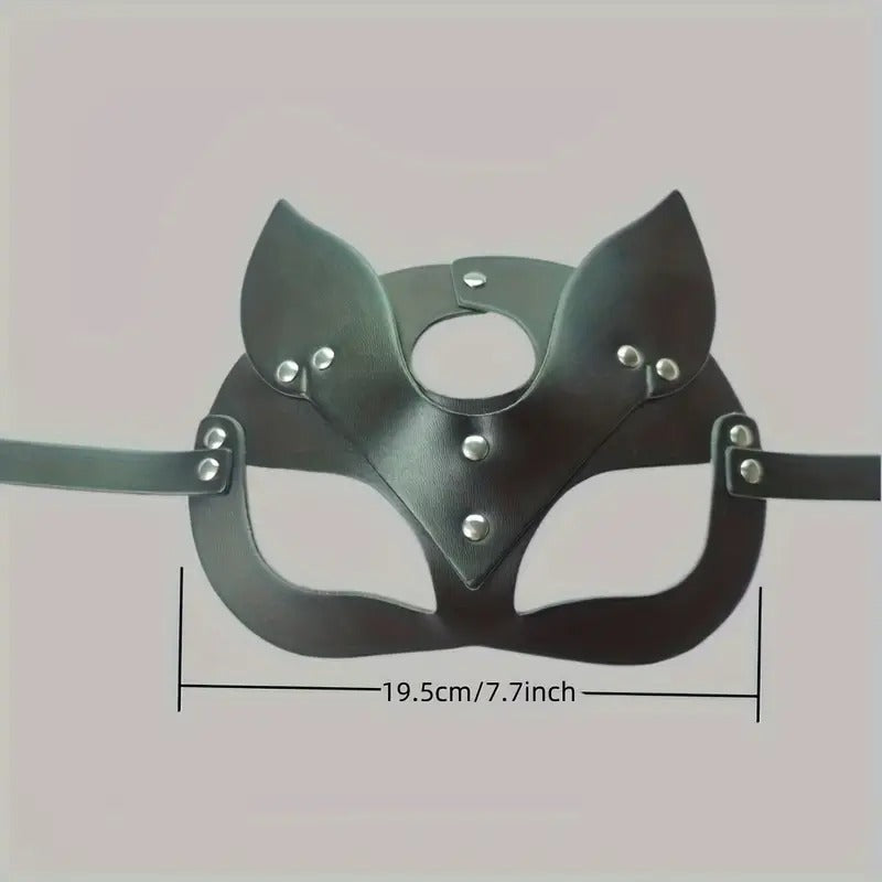 Free Shipping Punk Leather Cat-Ears Mask for Women: Adult Party Accessory, SM Kink Gear, 19.5cm/7.7inch