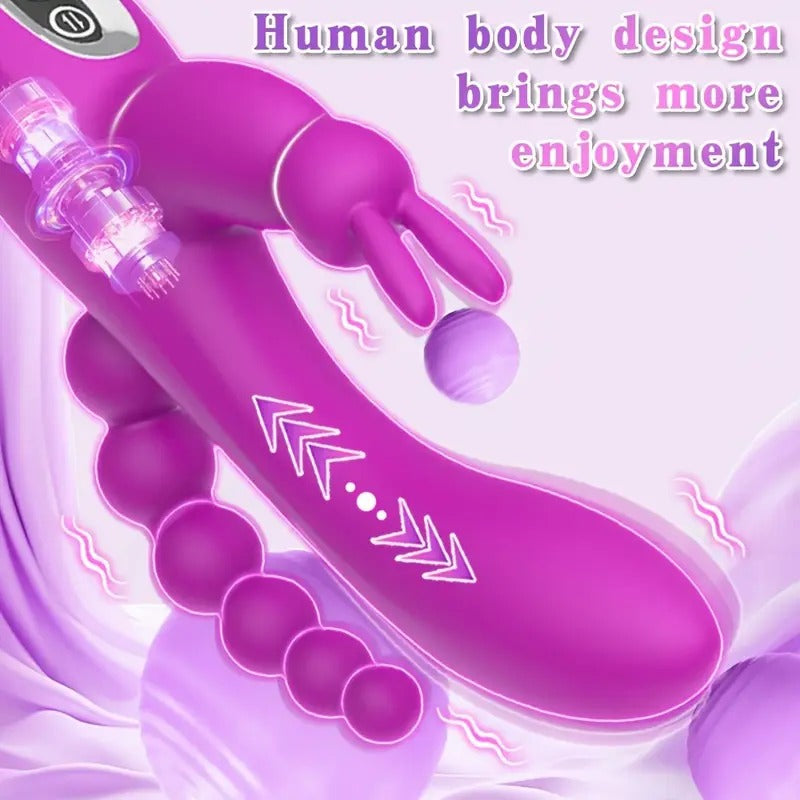 Free Shipping double head strong vibration rear court vibrator multi-frequency bead G-point three-point stimulation massager adult sex toys