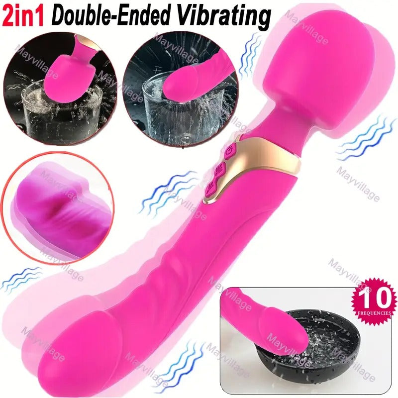 Free Shipping Clitoral Stimulator Anal Butt Plug Dildo G Spot Vibrator Wand with Double 10 Vibrating Modes, Couple Vibrators Sex Toys for Women, Silicone Clit Nipples Wand Massager G-Spot Anus Vagina Stimulators, Female Adult Sex Toy for Men Women Couples