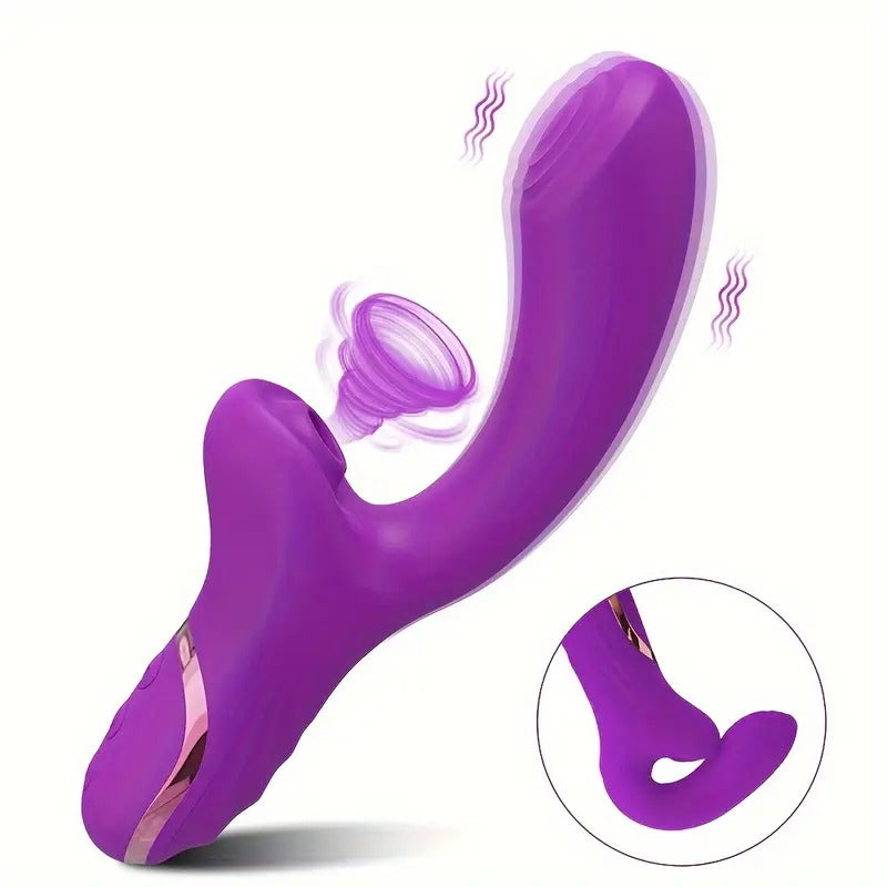 Free Shipping Rabbit Sucking Vibrator for Clitoral G Spot Stimulation, Adult Sex Toys for Women Couple, Vibrating Finger Massager with 10 Suction and 10 Vibration Modes