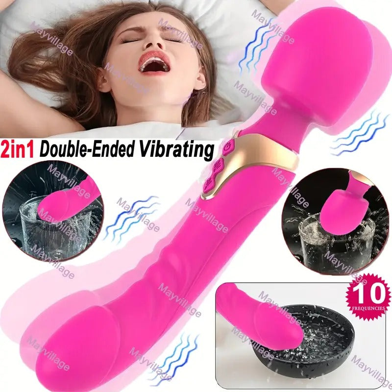 Free Shipping Clitoral Stimulator Anal Butt Plug Dildo G Spot Vibrator Wand with Double 10 Vibrating Modes, Couple Vibrators Sex Toys for Women, Silicone Clit Nipples Wand Massager G-Spot Anus Vagina Stimulators, Female Adult Sex Toy for Men Women Couples