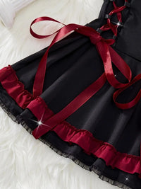 Free Shipping 2 Pcs Sexy Nurse Cosplay Outfit - Women's Costumes with Drawstring Camisole Mini Pleated Dress, Lingerie-Style Panty, and Cute Underwear