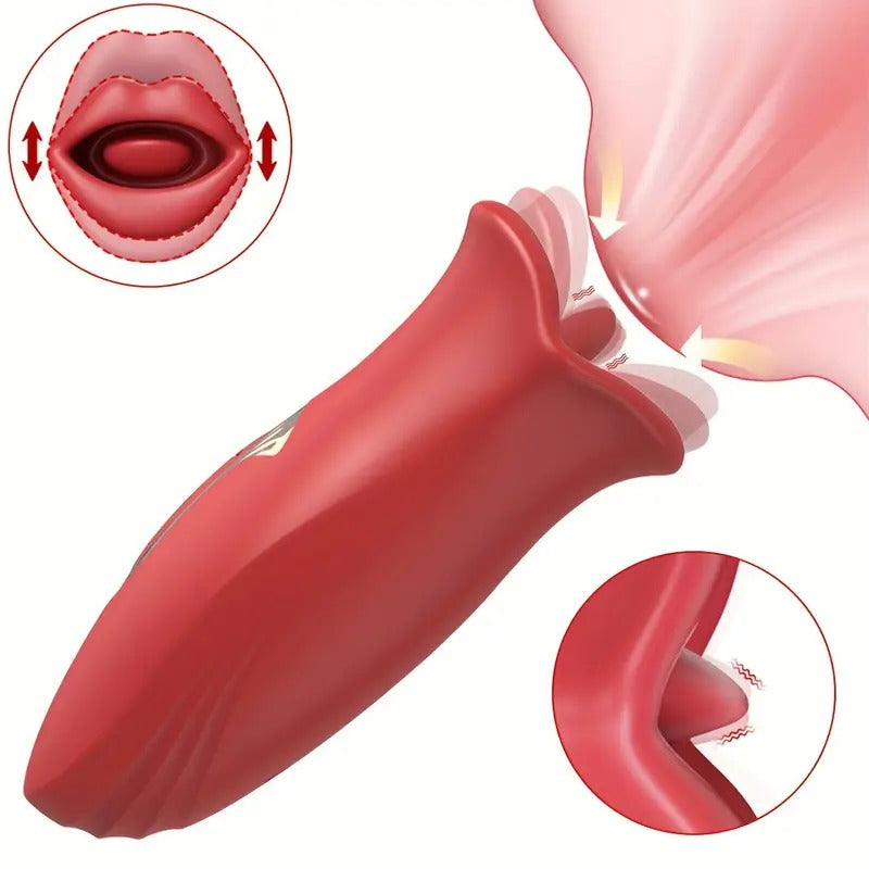 Free Shipping Realistic Mouth Tongue Vibration Toy: 5 Vibration Modes, 10 Tongue Licking Modes, Magnetic Charging, Waterproof, Non-Latex, Battery Powered, Adult Toy for Sexual Health