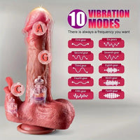 Free Shipping G-Spot Vibrating Dildo - 10 Modes, Remote Control, USB Rechargeable, RFID Included, Strong Suction Cup for Couples Adult Telescopic Vibration Sex Toys For Women Couples