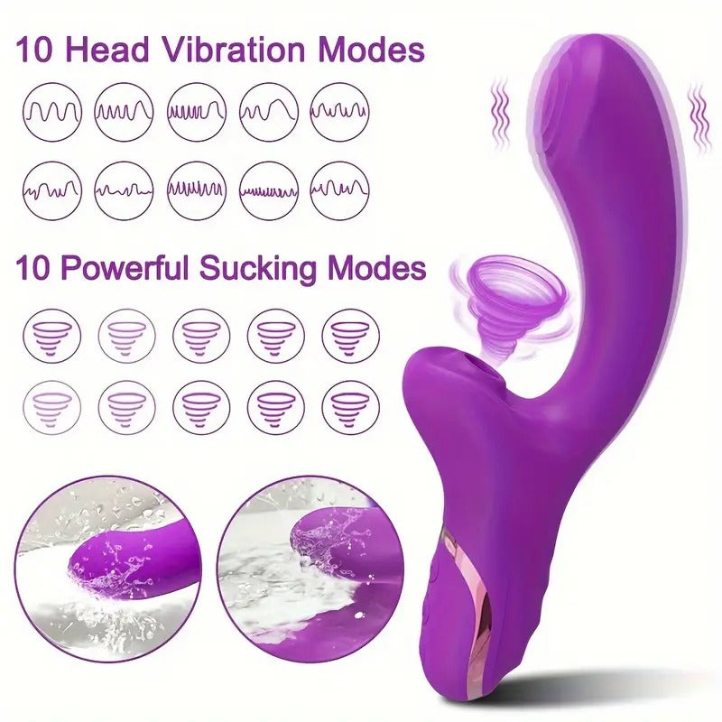 Free Shipping Rabbit Sucking Vibrator for Clitoral G Spot Stimulation, Adult Sex Toys for Women Couple, Vibrating Finger Massager with 10 Suction and 10 Vibration Modes