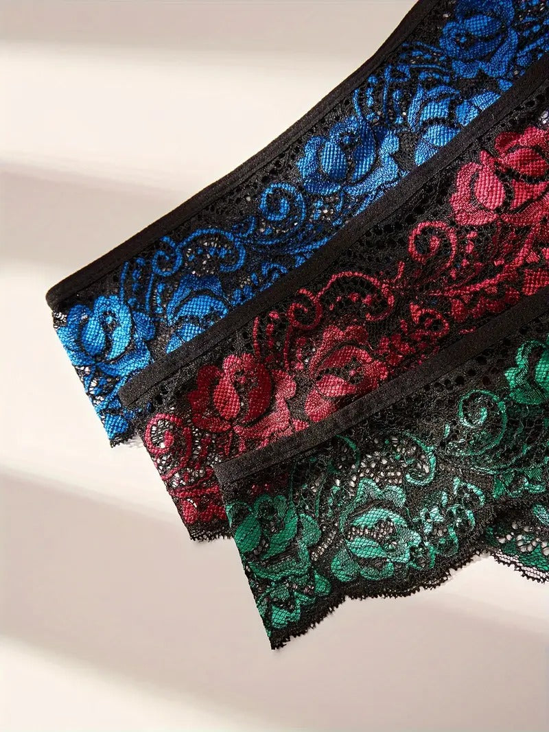 Free Shipping Women's Sexy Lace Contrast Stitching Panty Set