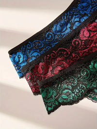 Free Shipping Women's Sexy Lace Contrast Stitching Panty Set