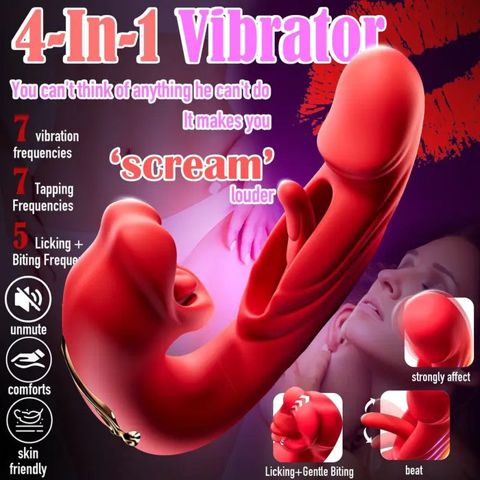 Free Shipping Thrusting Vibrator Sex Toys, 3-in-1 Mouth Slap Lick And Tongue Vibrator, G-spot Vibrator with 7 Slaps, 7 Vibrations And 5 Tongue Licks And Sucks, Nipple And Anal Stimulation