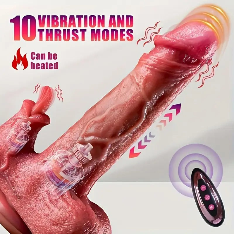 Free Shipping G-Spot Vibrating Dildo - 10 Modes, Remote Control, USB Rechargeable, RFID Included, Strong Suction Cup for Couples Adult Telescopic Vibration Sex Toys For Women Couples