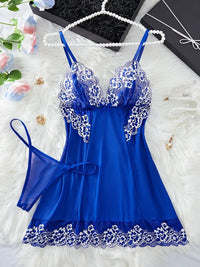 Free Shipping 2pcs Flower Lace Sexy Pajama Set V-neck Half-Transparent Bow Pajama Shorts Women's Sexy Lingerie Pajama Set