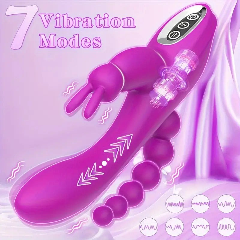 Free Shipping double head strong vibration rear court vibrator multi-frequency bead G-point three-point stimulation massager adult sex toys