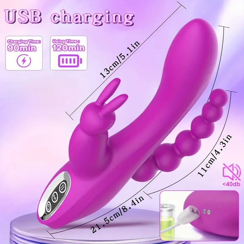 Free Shipping double head strong vibration rear court vibrator multi-frequency bead G-point three-point stimulation massager adult sex toys