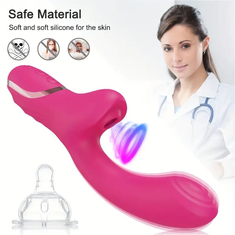 Free Shipping 2 in 1 Dildo Vibrator for G-Spot And Clitoris, Silicone Tongue Licking And Sucking Vibrator, Licking Sex Toy Clitoral Stimulator with 10 Tongue Licking Modes 10 Vibration Modes Sex Toy