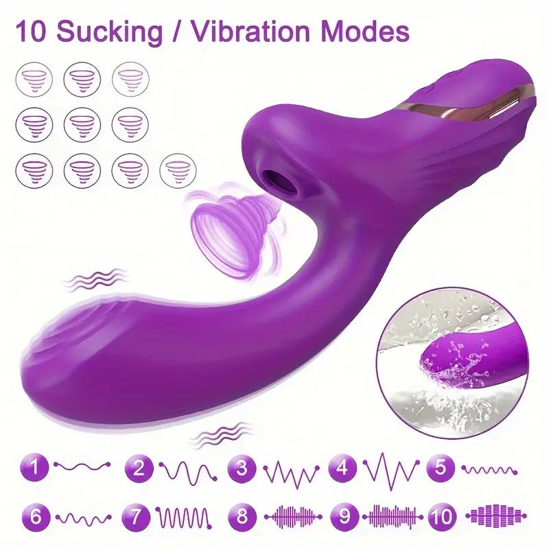 Free Shipping Rabbit Sucking Vibrator for Clitoral G Spot Stimulation, Adult Sex Toys for Women Couple, Vibrating Finger Massager with 10 Suction and 10 Vibration Modes