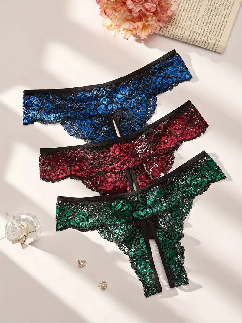 Free Shipping Women's Sexy Lace Contrast Stitching Panty Set