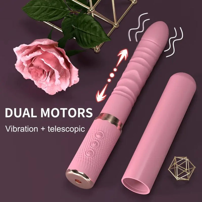 Free Shipping Pink Dual Motor Realistic Thrusting Dildo Vibrator With Heating, Sex Toys Vibrator Clitoral Stimulator For Anal Stimulation, 10 Mode Adult Telescopic Vibration Sex Toys For Women Couples