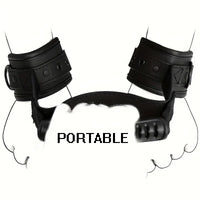 Free Shipping Erotic Handcuffs, Rear Entry Handcuffs, Black Faux Leather Handcuffs with Handle, Handcuffs with Handle, Riding Style Harness Handcuffs, SM Adult Female Handcuffs Sex Products